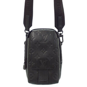 Louis Vuitton Monogram Shadow Black Double Phone Pouch Shoulder Bag